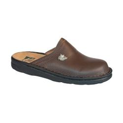 Chaussons en cuir pour homme marron (motif sanglier)