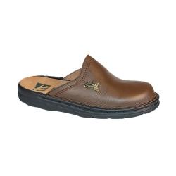 Chaussons en cuir pour homme marron (motif cerf)
