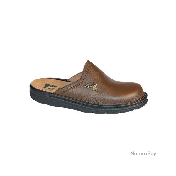 Chaussons en cuir pour homme marron (motif cerf)