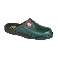 Chaussons en cuir pour homme vert (motif sanglier)