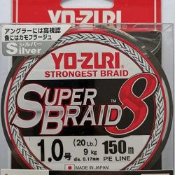 Tresse Yo-Zuri Super Braid 8X Grise 150m 16kg 2.0 24/100 150m Grise