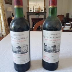 2 BOUTEILLES DE CHATEAU LA TOUR DE MONTAGNE 1961 BORDEAUX  MONTAGNE DE ST EMILION RED WINE