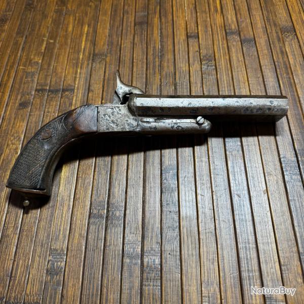 GROS PISTOLET JUXTAPOS�S GROS CALIBRE 14 mm BROCHE NAPOL�ON lll DEFENSE CHASSE  V�NERIE