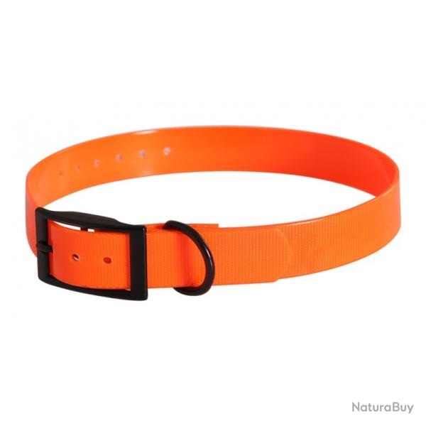 Collier chien SOMLYS PU ORANGE 65cmx2.5cm grav� avec votre N� t�l�phone