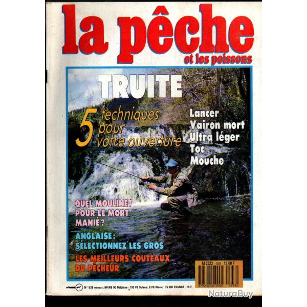 la p�che et les poissons  538 truite , moulinet, anglaise , couteaux du p�cheur , lac du bourget