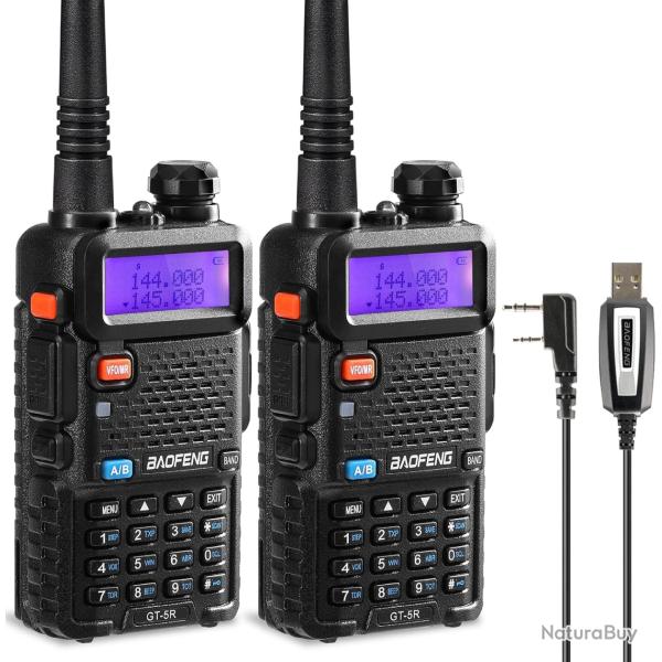 Talkie Walkie 2Pcs Radio Dual Band144-146/430-440 MHz Longue Port�e 128 Canaux Batterie 1800mAh