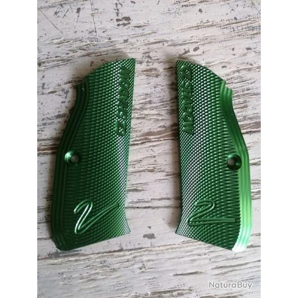 Plaquettes poign�es grip Aluminium Vertes - CZ 75  Shadow 1/2