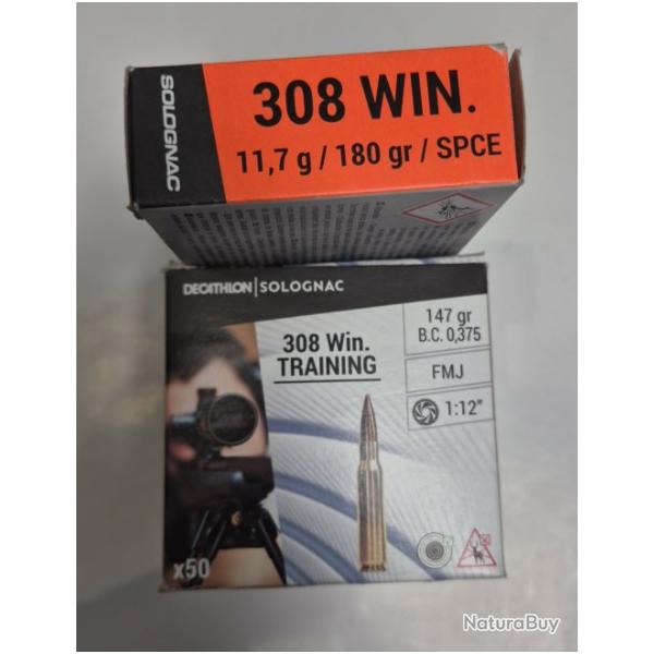LOT MUNITION 308 WIN SOLOGNAC NEUVES