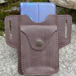 Pochette en Cuir Pour T&eacute;l&eacute;phone Style Country R&eacute;tro Fabrication Artisanale + Pochette CBancaire PO01