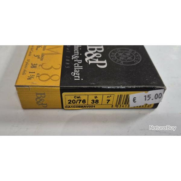 LOT 5 BOITES B&P MAGNUM 38 PLOMB 7 CALIBRE 20