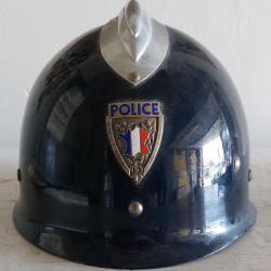 Casque Police Nationale PETITCOLLIN 1960 + b&acirc;ton blanc r&eacute;glementaire