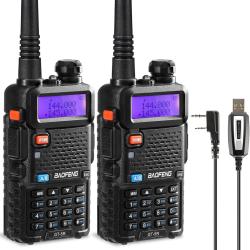 Talkie Walkie 2Pcs Radio Dual Band 144-146/430-440 MHz 128 Canaux Batterie 1800mAh Longue Port&eacute;e