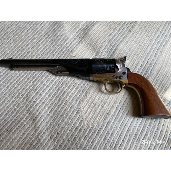 Revolver Pietta Colt 1860 Army Deluxe grav� Old Silver/Blue - calibre .44 PN - canon 8 pouces
