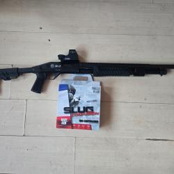 Fusil &agrave; pompe Rossi SR-12 black Canon ray&eacute; 61cm Tactical + 100 slug + Viseur point rouge Sightmark