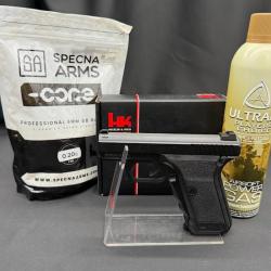 PACK PR&Ecirc;T A TIRER "Nouveaut&eacute; 2026" PISTOLET H&K P7 M13 BBS 6MM GAZ