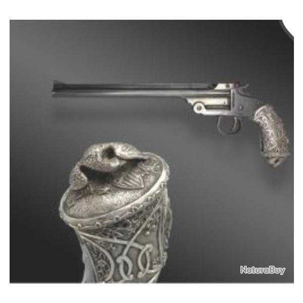 PIECE UNIQUE INCROYABLE SMITH WESSON TARGET 22 1891 AVEC UNE CROSSE UNIQUE EN ARGENT MASSIF NEUF !