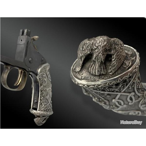 PIECE UNIQUE INCROYABLE SMITH WESSON TARGET 22 1891 AVEC UNE CROSSE UNIQUE EN ARGENT MASSIF NEUF !