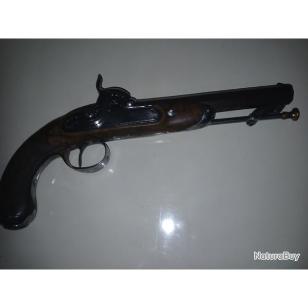 PISTOLET D'OFFICIER ou de VOYAGE A percussion � baguette � levier articul�