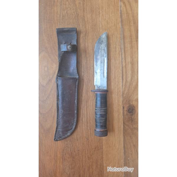 Couteau seconde guerre Mondiale Cattaraugus 225Q et fourreau cuir