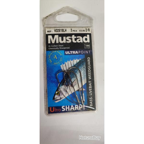 3 HAMECONS MUSTAD ANTI-HERBE - W3261BLN - N� 2/0
