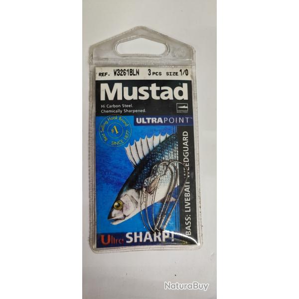 3 HAMECONS MUSTAD ANTI-HERBE - W3261BLN - N� 1/0