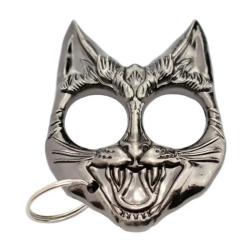 PA T&ecirc;te de chat acier chrome Porte cl&eacute;