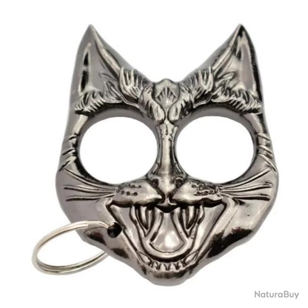 PA T�te de chat acier chrome Porte cl�
