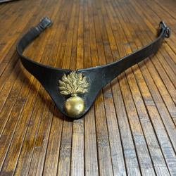 Bricole de Poitrail Militaria XIXe - Grenade Enflamm&eacute;e Laiton Compagnie d'Elite Artillerie Cavalerie