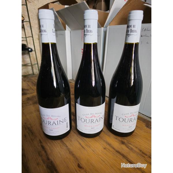 3 bouteilles Touraine rouge gamay 2023