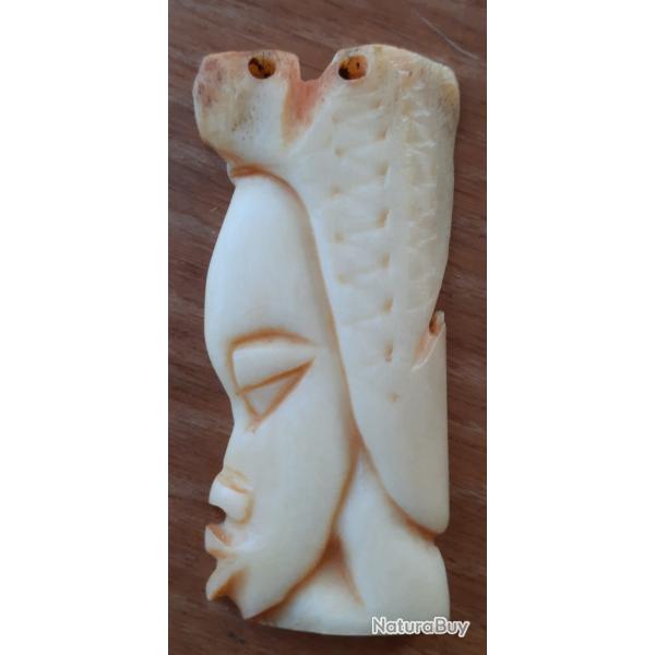 Amulette de protection, pendentif africain en os
