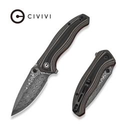 Couteau CIVIVI Vyrent Linerlock Drop Point Lame Damas Manche G10 Noir Beige Orange CIVC25037BDS1