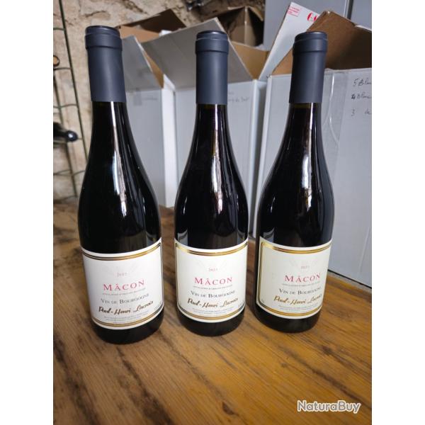 3 bouteilles de m�con rouge 2023 Vin de Bourgogne