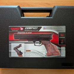 Pistolet air comprim&eacute; 4,5 mm GAMO Compact Gaucher + Porte-cible GAMO