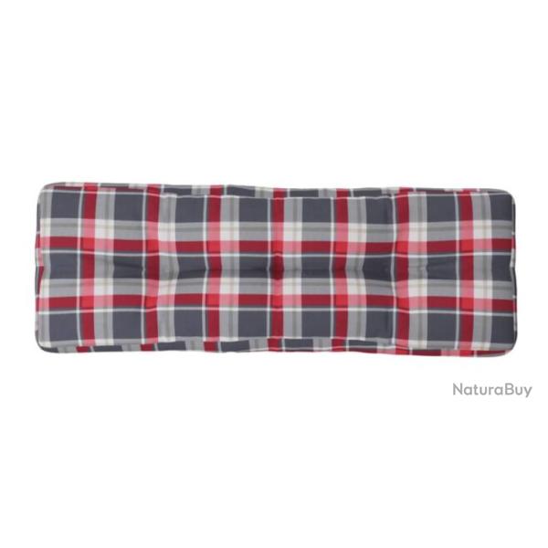 Coussin palette tissu polyester 120x40x12 cm motif carreaux rouge imperm�able