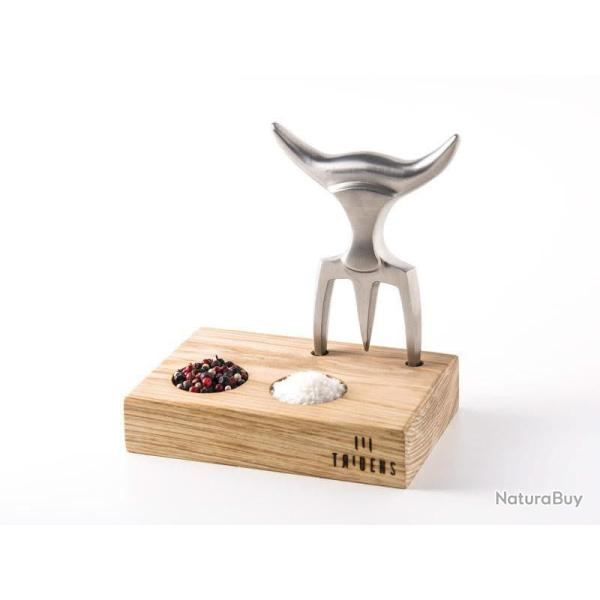 Tridens - Fourchette � viande + socle en h�tre