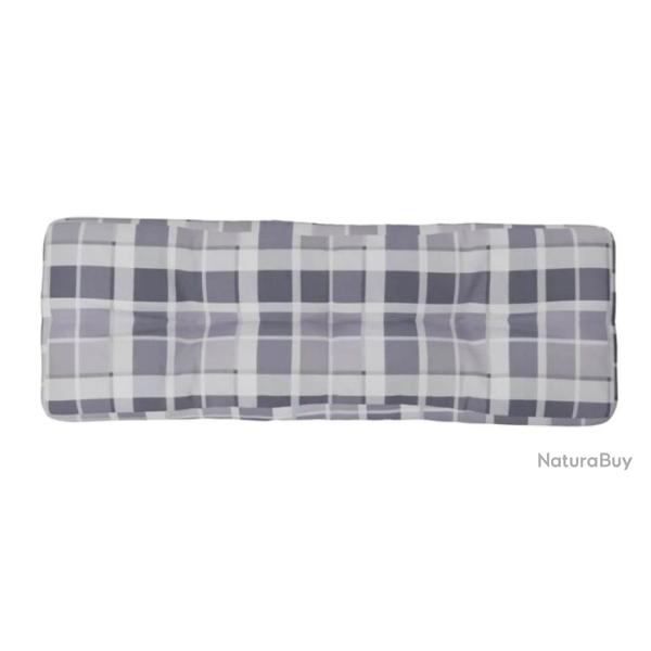 Coussin palette tissu polyester 120x40x12 cm motif carreaux gris imperm�able
