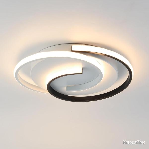 Plafonnier LED Moderne 3000K/4000K/6000K - Lampe Cercle 2 Anneaux 33W pour Salon, Chambre, Bureau, C