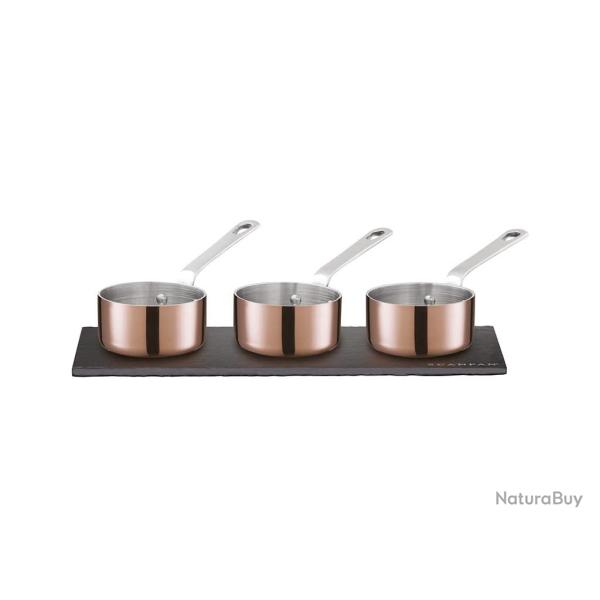 SCANPAN Maitre D' 77000301 - Set mini casseroles 6 cm avec plateau ardoise