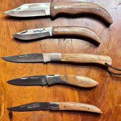 Lot de 5 couteaux de poche - Bois de Teck