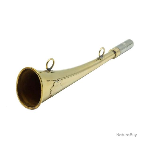 Corne d'appel laiton de 25 cm d�cor sanglier