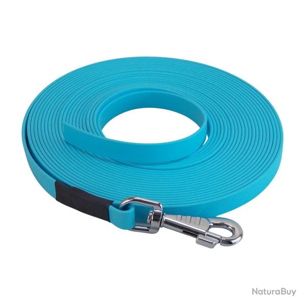 longe biothane beta plate 16 mm 2 m AVEC poign�e bleu ciel