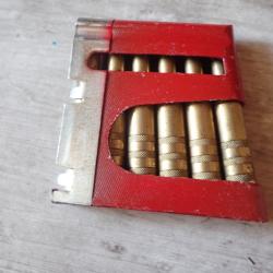 Clip de manipulation + 6 cartouches en laiton pour fusil 1889, 96/11: ogive arrondie. GP90 RARE