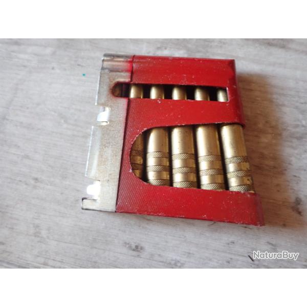 Clip de manipulation + 6 cartouches en laiton pour fusil 1889, 96/11: ogive arrondie. GP90 RARE