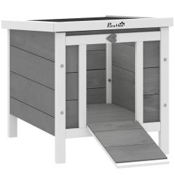 Clapier ext&eacute;rieur sur&eacute;lev&eacute; 51 x 42 x 43 cm rampe antid&eacute;rapante toit &eacute;tanche compact style rustique