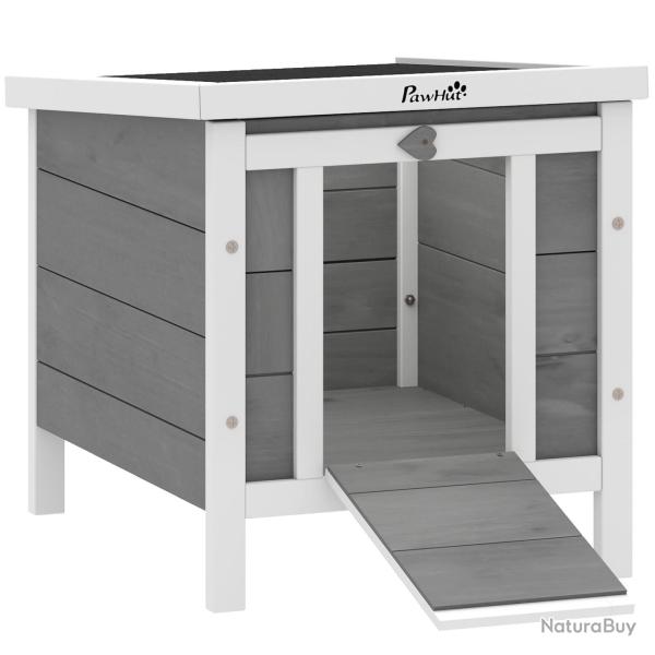 Clapier ext�rieur sur�lev� 51 x 42 x 43 cm rampe antid�rapante toit �tanche compact style rustique
