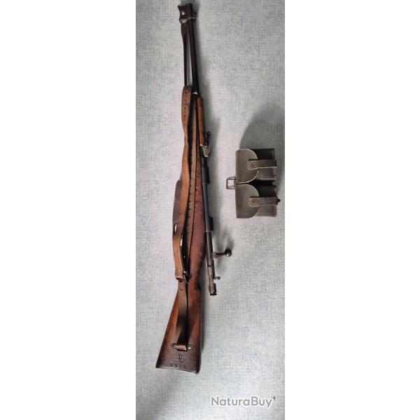 Superbe Mousqueton Carcano M1891 Cavalleria - Brescia 1916 + Bretelle + Cartouchiere + 4 Clip