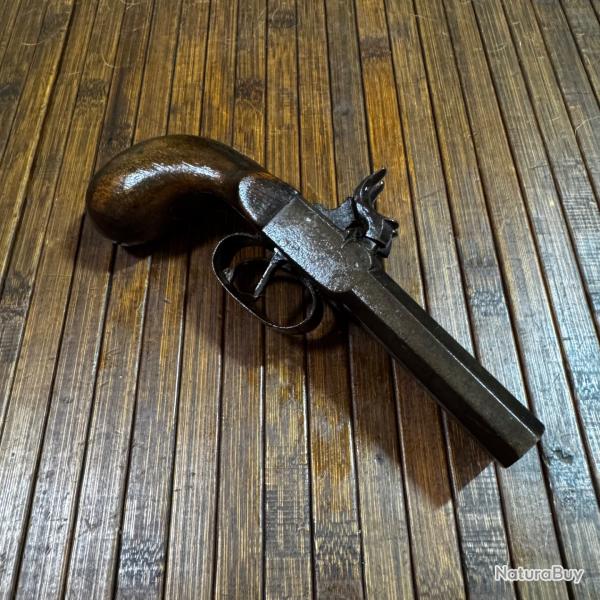 PISTOLET A PERCUSSION JUXTAPOS�S DE DEFENSE CIRCA 1840-50 Napol�on FONCTIONNEL