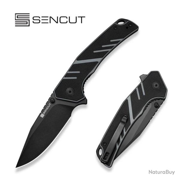 Couteau SENCUT Quirk Flipper Thumb Stud Clip Point Acier D2 Manche G10 Noir Gris S250992