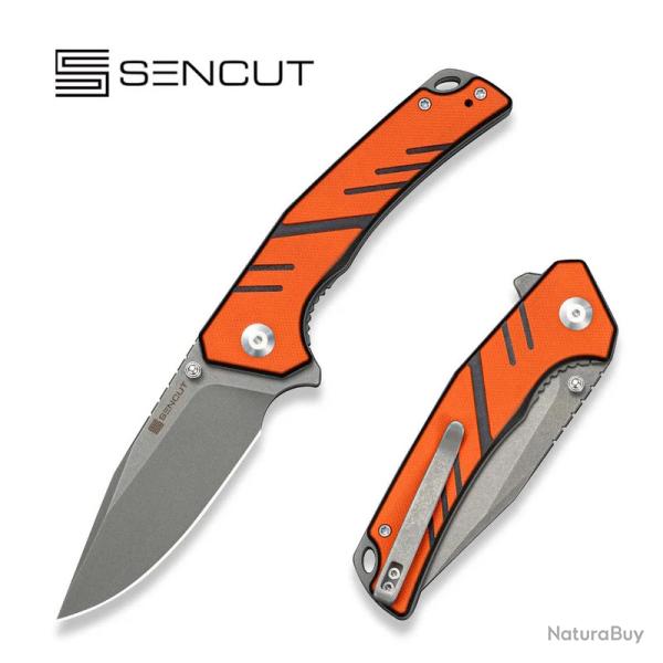 Couteau SENCUT Quirk Flipper Thumb Stud Clip Point Acier D2 Manche G10 Orange Stonewash S250991