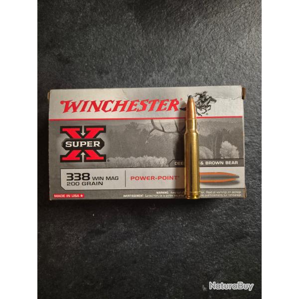 2 boites de 20 Munitions Winchester 338 Win Mag 200 gr Power Point